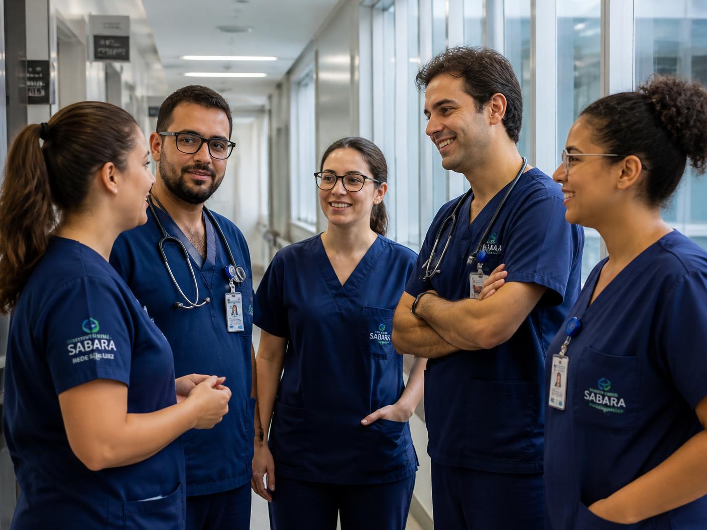 Equipe médica pediátrica do hospital